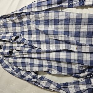 Blue and White Plaid Men's Shirt